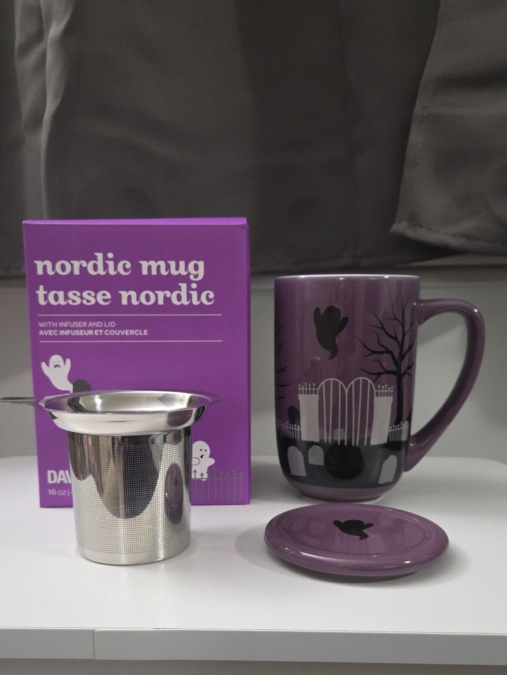 NIB Davidstea PURPLE GHOST GRAVEYARD Halloween Colour Changing Nordic Mug Davids